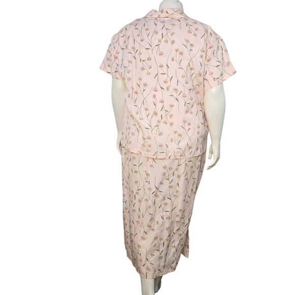 VTG Positive Influence Linen Dress 2pc Set Womens Plus 20W Cottagecore Floral - Picture 2 of 14